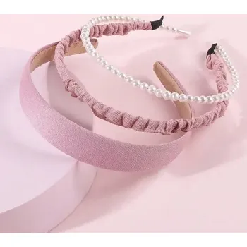 Čelenka Dámská a dětská látková čelenka | Módní doplňky - 3ks pevné růžové