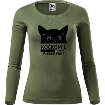DOBRÝ TRIKO Dámské bavlněné triko Kočkomil načítání Velikost: XL, Barva: Khaki