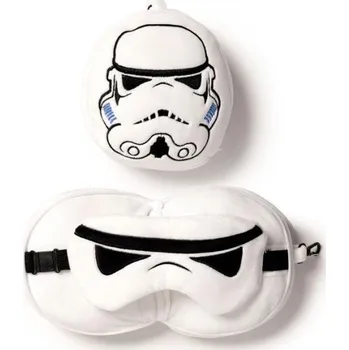 Cestovní polštářek Relaxeazzz Star Wars Stormtrooper Plyšová sada: Polštář + maska na oči