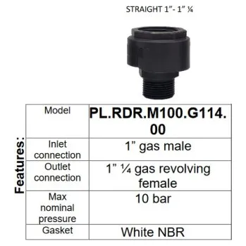 Příslušenství k čerpadlu ITALTECNICA Plastová vodovodní přípojka PL.RDR.M100.G114.00, spoj 1"x1" 1/4 10 bar PLRDRM100G11400