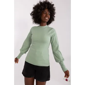 Dámské tričko RUE PARIS Žebrované triko s dlouhým rukávem 5223.15 pistáciové Velikost: S