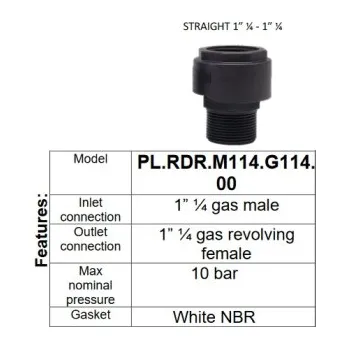 Příslušenství k čerpadlu ITALTECNICA Plastová vodovodní přípojka PL.RDR.M114.G114.00, spoj 1" 1/4 x1" 1/4 10 bar PLRDRM114G11400