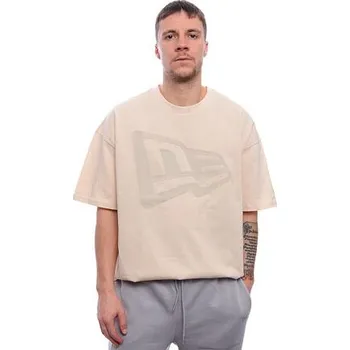 Pánské tričko Triko New Era - Tech Flag Oversized Tee - Cream / Grey velikost XXL