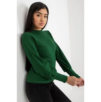 Dámské tričko RUE PARIS Žebrované triko s dlouhým rukávem 5223.15 tmavě zelené Velikost: S