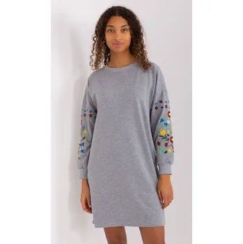 Dámské šaty RUE PARIS Mikinové šaty se vzorem šedé Velikost: S/M