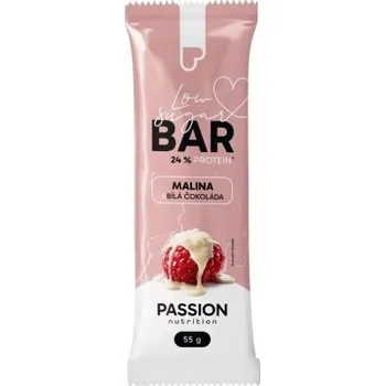 Passion Nutrition Protein Bar Low Sugar 55 g - Malina/bílá čokoláda + Sleva 3 % pro registrované
