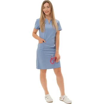 Zdravotnický oděv Perlička® Zdravotnické šaty Mia SATTÉ® Bleděmodrá Barva: Bleděmodrá, Velikost: L
