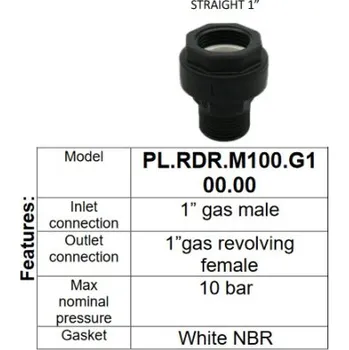Příslušenství k čerpadlu ITALTECNICA Plastová vodovodní přípojka PL.RDR.M100.G100.00, spoj 1"x1" 10 bar PLRDRM100G10000