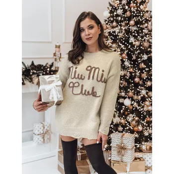 Dámský svetr Dámský svetr one size MIU MIU s nápisem MY2346 Barva: Béžová, Velikost: ONE SIZE