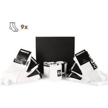 Pánské ponožky 9PACK ponožky Nedeto sportovní vysoké bílé (9NOB1) S Možnost vrácení zboží ZDARMA do 120 dnů!