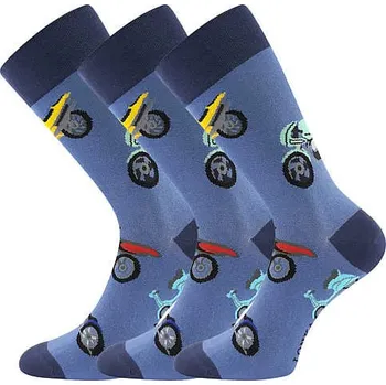 Pánské ponožky LONKA Ponožky pánské vtipné DEPATE s obrázky MOTO 2 modré (3 páry) 43-46 120808