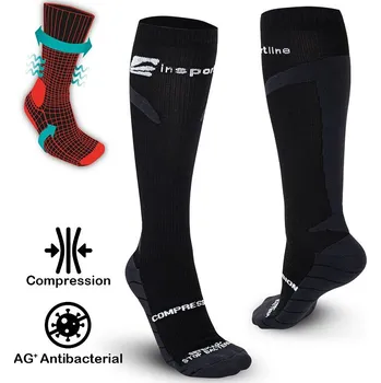 Pánské ponožky Insportline Kompresní podkolenky inSPORTline Compleano AG+ antibakteriální Barva černá, Velikost 39-42