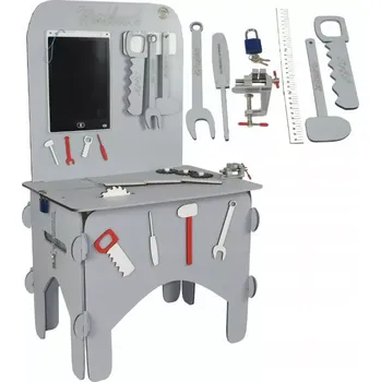 Dětská dílna Dřevěný ponk s příslušenstvím - šedý