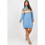 RUE PARIS Melanžové pletené šaty se vzorem modré Velikost: UNI