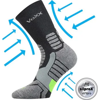 Pánské ponožky VOXX Ponožky kompresní sportovní RONIN s ionty stříbra TMAVĚ ŠEDÉ 43-46 111144