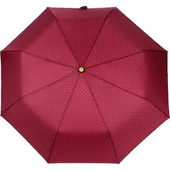 Deštník Dámský skládací vystřelovací deštník s puntíky - 1 bordó sv.