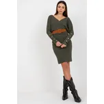 Och Bella Pletené šaty žebrované khaki Velikost: L