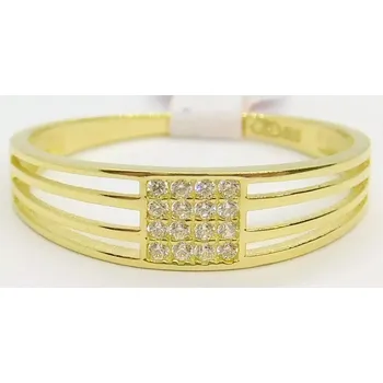 Prsten Klenoty Budín Dámský prsten ze žlutého zlata se zirkony 585/1,84gr vel. 61 HK1194 (Klenoty Budín Dámský prsten ze žlutého zlata se zirkony 585/1,84gr vel. 61 HK1194)