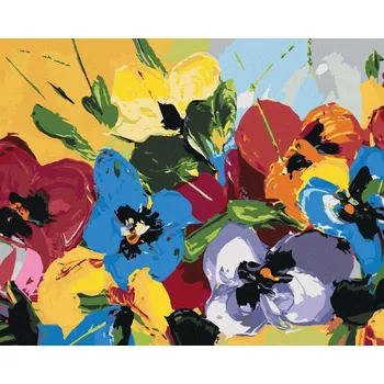 zuty Zuty - Malování Podle Čísel - Mix Barevných Květin, 80X100 Cm, Plátno