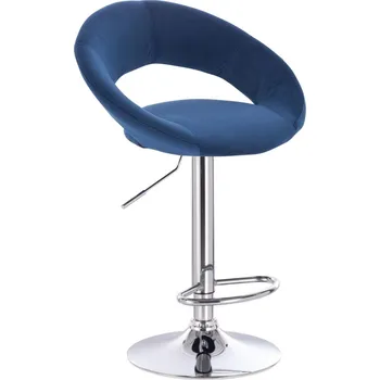 Barová židle LuxuryForm DESIGN Barová židle NAPOLI VELUR na stříbrném talíři - modrá