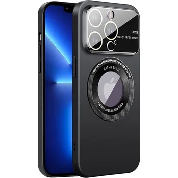 Pouzdro na mobilní telefon Tenký MagSafe kryt z tvrdého plastu s ochranou fotoaparátu a otvorem pro logo iPhone 13 Barva: Černá