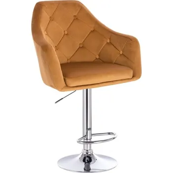 Barová židle LuxuryForm DESIGN Barová židle ANDORA VELUR na stříbrném talíři - medová