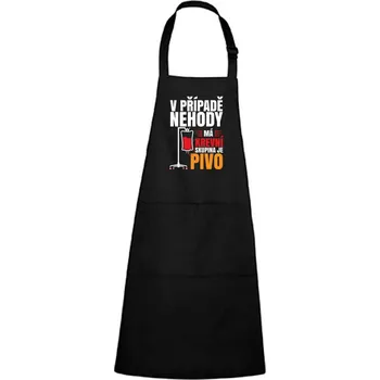 Kuchyňská zástěra DOBRÝ TRIKO Zástěra s potiskem Krevní skupina pivo Barva: Černá
