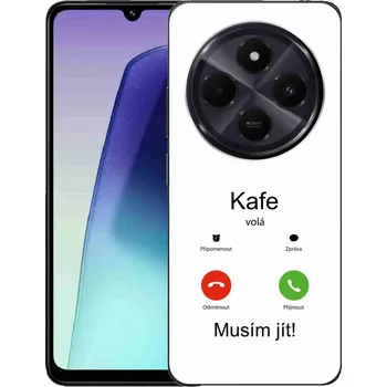 Pouzdro na mobilní telefon Gelový kryt mmCase na Xiaomi Redmi 14C/Poco C75 - kafe volá bílé pozadí