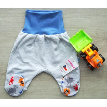 Dupačky AMÁLKA Bavlněné polodupačky veselé příšerky, modrý náplet Velikost: 56