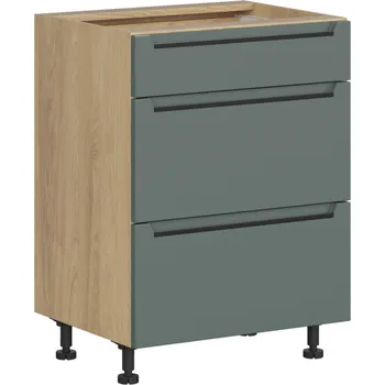 Kuchyňská skříňka Black red white Spodní kuchyňská skříňka Iris D3S_60/82_2SFB/SFB-KPL03 se zásuvkami Barva korpusu skříněk: Černá mat, Zvolte barvu dvířek: Zeleň boho mat