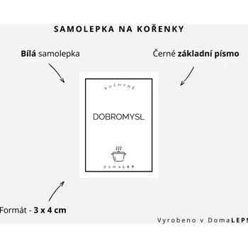 Speciální papír DOBROMYSL - Samolepka na kořenky 3 x 4 cm - DomaLEP varianta: BÍLÁ - základní písmo