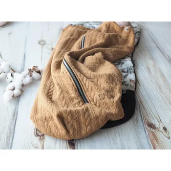 Dětská deka Deka nepadací copánková (caramel, černý fleece)