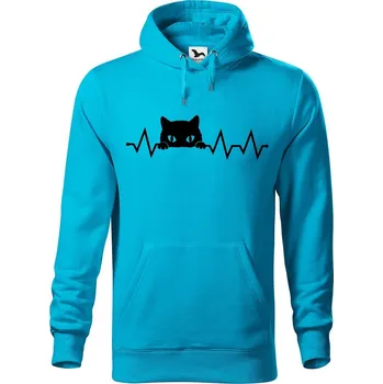 Pánské oblečení DOBRÝ TRIKO Pánská mikina s potiskem Tep buldoček Velikost pánské mikiny: S, Barva: Tyrkysová