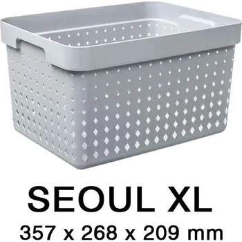 Úložný box Plastový košík SEOUL XL 6025 – organizér 27x38x21 cm – šedá světlá - NHG 15-6025-sf