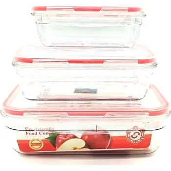 Dóza na potraviny JAHU Sada plastových dóz 4578- červená