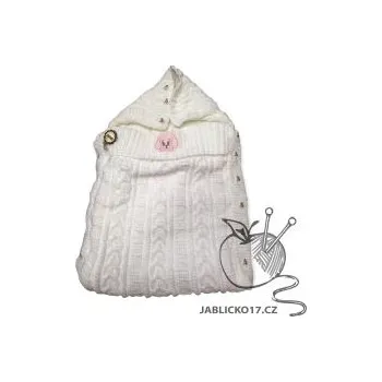 Fusak Pletený dětský fusak -bílá - kapuce rozepínací