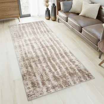 Koberec Běhoun na míru Portland - abstrakt 1 - béžový/bílý Rozměr koberce: 70 cm