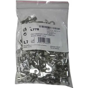 Síťový kabel Oko kabelové 4,3mm,kabel 2,5-4mm2 (RNB 3,5-4), balení 100ks