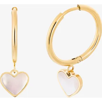 Náušnice Pozlacené perleťové náušnice Mother of Pearl Heart, srdíčka z chirurgické oceli Preciosa