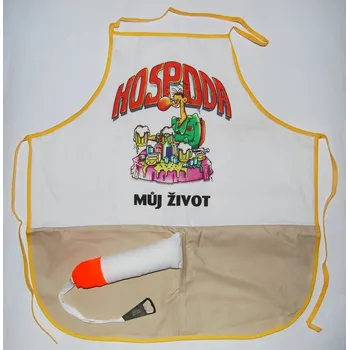 Kuchyňská zástěra Zástěra s otvírákem - Hospoda můj život Barva: Bílá