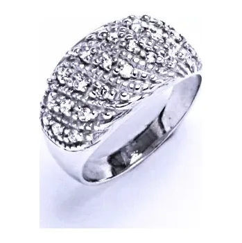 Prsten Stříbrný prsten čiré zirkony - VR86 (Stříbrný širší prsten se zirkony)