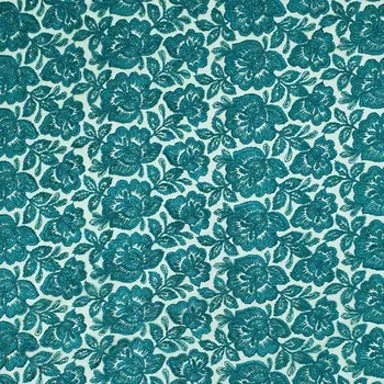 Vyšívaný tyl 7333 smaragdový s květy, š.110