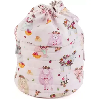 Organizér galanterie Vak na pletení a háčkování - Ovečka romantik (Drawstring Craft Bag Knitty Sheep)