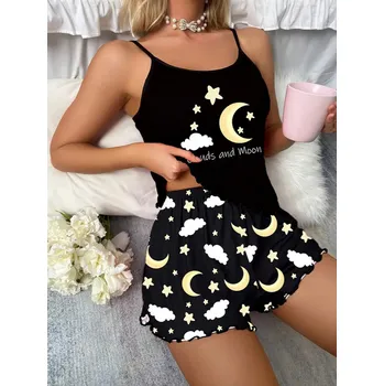 Dámské pyžamo Dámské letní černé pyžamo Barva: Černá, Velikostní tabulka: XL