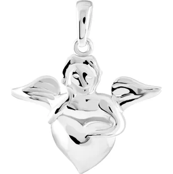 Přívěsek GEMMAX Přívěsek Andílek se srdíčkem z bílého zlata – zlatý šperk ryzosti 585/1000 v Dárkovém balení s Certifikátem GLPWN-02468
