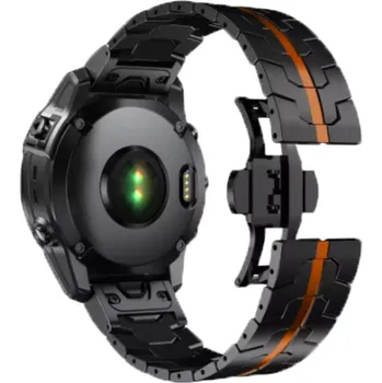 Příslušenství k chytrým hodinkám Kovový řemínek s dekorem EasyFit/QuickFit 22 mm na Garmin watch Oranžová