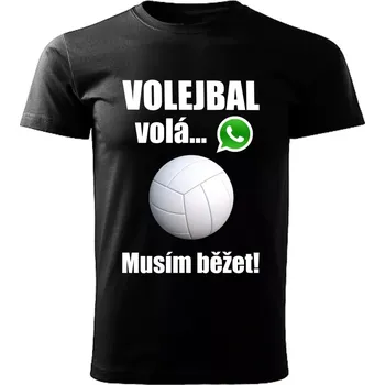 Chlapecké tričko Dětské tričko Volejbal volá musím běžet černé 110 ( dětské tričko volejbal volá musím běžet)