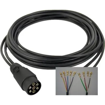 Auto elektroinstalace Kabeláž 7 pólů 5m pro přívěsný vozík - včetně konektorů 6,3mm