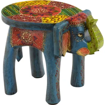 SANU BABU Dřevěný slon, ručně malovaný, světle modrý, 21cm