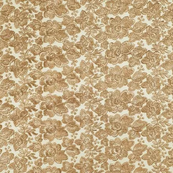 Vyšívaný tyl 7111 béžový s květy, š.110